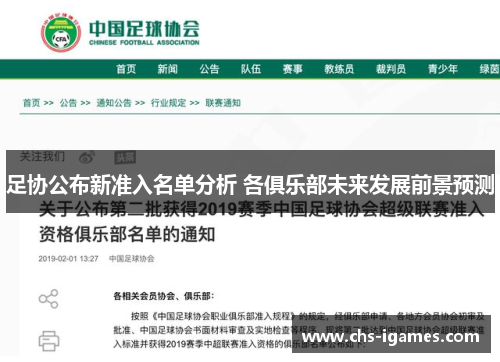 足协公布新准入名单分析 各俱乐部未来发展前景预测